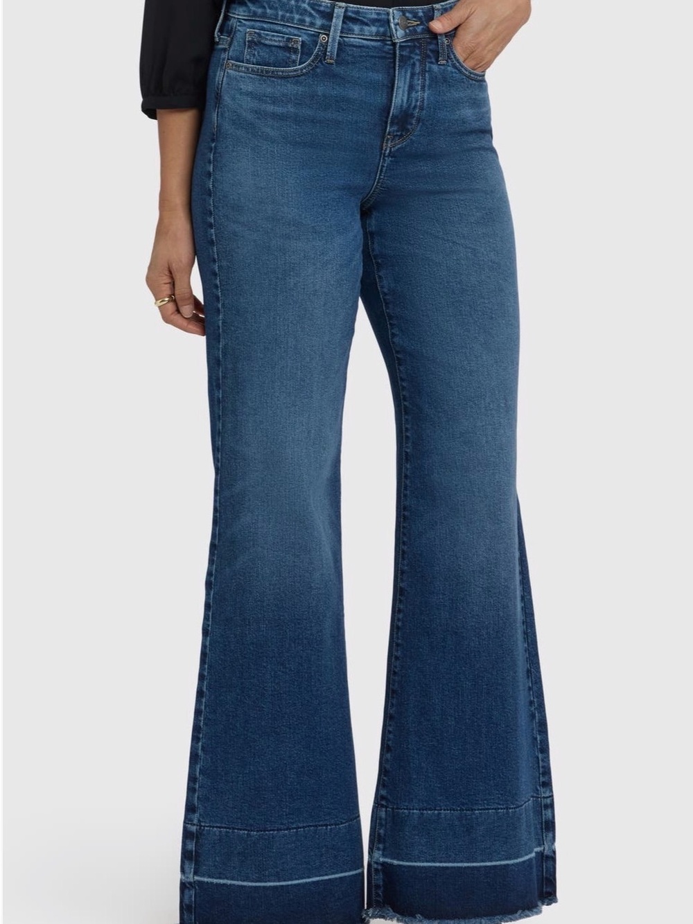 NYDJ Mia Palazzo High Rise Wide Flare Jeans in Dark Blue NWT 6